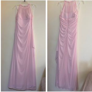 David’s Bridal Blush Tickled Pink Chiffon Bridesmaids Gown Dress size 8